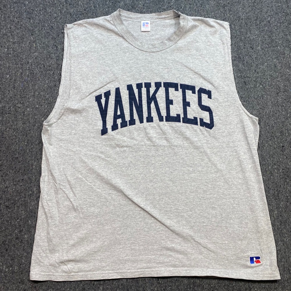 Russell Athletic Yankees TShirt Sz XL Mens Gray Skater Retro Muscle Tank Top 90s